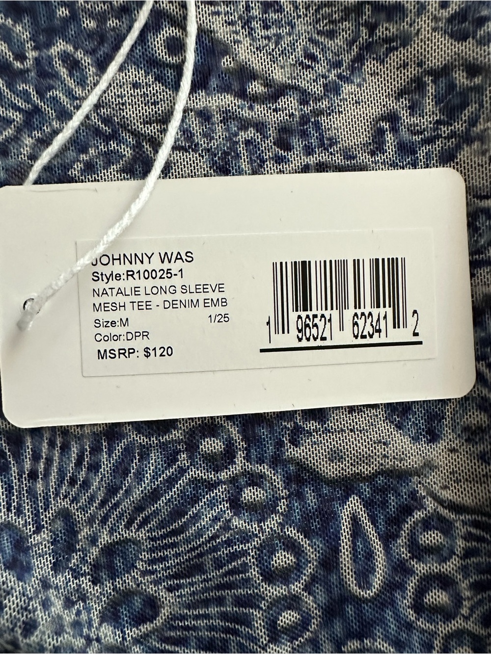 Johnny Was Blue Paisley Lace-Inspired Sheer Long Sleeve Top - Picture 6 of 10